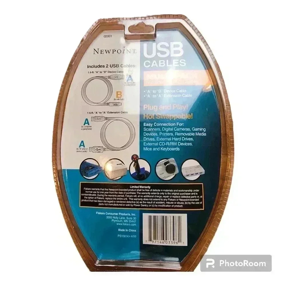 Newpoint USB cable multipack 6 foot cables A to B & A to A 02001
